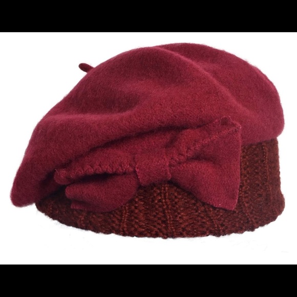 Bow Wool Berets Hat - Picture 3 of 8